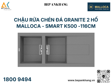 Chậu rửa chén đá Granite 2 hố Malloca - SMART K500